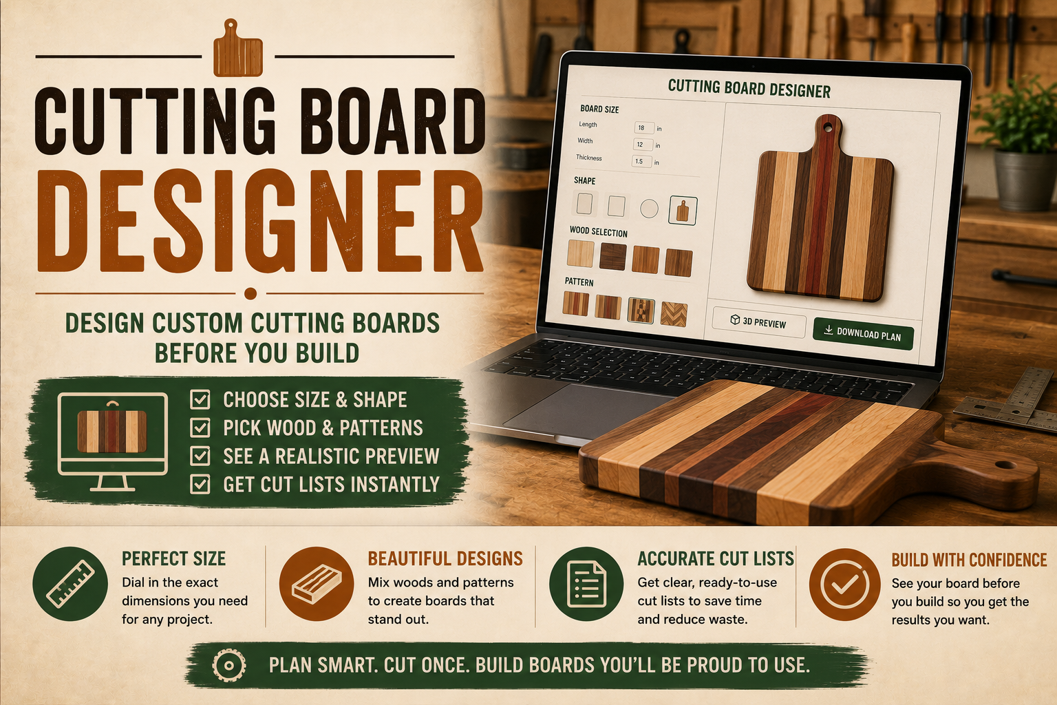 Patterned cutting board design preview